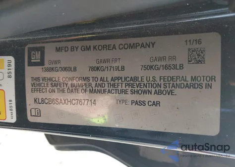 2017 Chevrolet Spark Ls Cvt from USA, damaged, VIN KL8CB6SAXHC767714